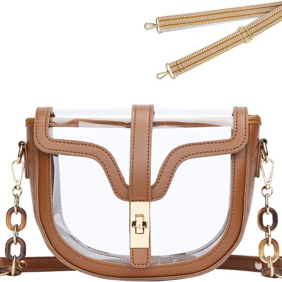 Clear Crossbody Bag for Women Stadium Approved Vegan Leather Concert Shoulder Sp